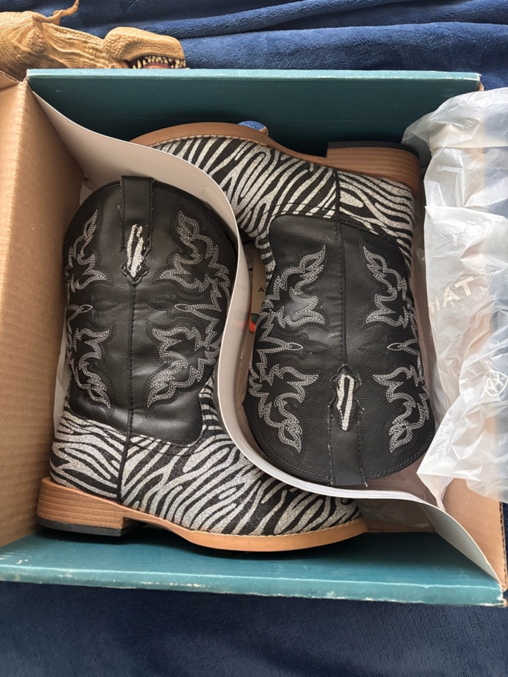 Roper Kids Zebra Print Western Boots size 2